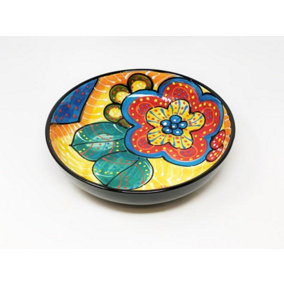 Classic Spanish Hand Painted Pattern Kitchen Dining Decor Large Bowl (Diam) 30cm Red/Yellow Flower