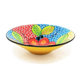 Classic Spanish Hand Painted Pattern Kitchen Dining Extra Large Conical Bowl 38cm Fish Scales
