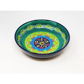 Classic Spanish Hand Painted Pattern Kitchen Dining Large Food Bowl 30cm Blue/Green