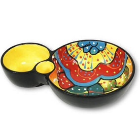 Classic Spanish Hand Painted Pattern Kitchen Dining Olive Dish (L) 19cm Red/Yellow Flower