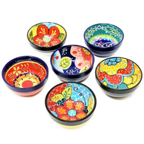 Classic Spanish Hand Painted Pattern Kitchen Dining Set of 6 Tapas Bowls (Diam) 12cm