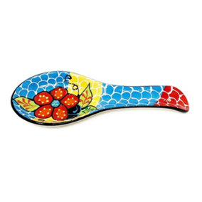 Classic Spanish Hand Painted Pattern Kitchen Dining Spoon Rest (L) 26cm Fish Scales