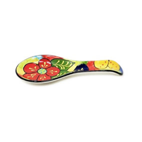 Classic Spanish Hand Painted Pattern Kitchen Dining Spoon Rest (L) 26cm Floral