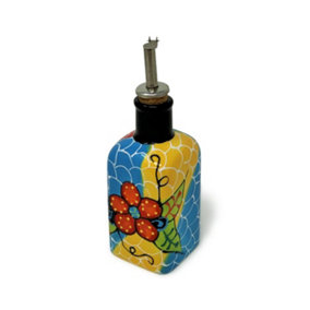 Classic Spanish Hand Painted Pattern Kitchen Dining Squared Oil Drizzler 250ml Fish Scales