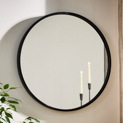 Classic Style Circular Decorative Bathroom, Bedroom, Hallway Iron Mirror - Black