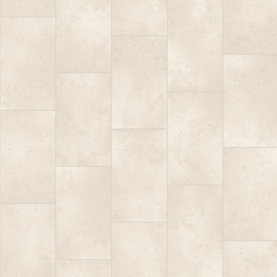 Classic Tile Vinyl by Remland (White Mottled Tile, 4m x 2m)