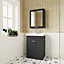 Classic Traditional Floor Standing 2 Door Vanity Unit with 1 Tap Hole Fireclay Basin, 600mm - Soft Black - Balterley