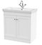 Classic Traditional Floor Standing 2 Door Vanity Unit with 1 Tap Hole Fireclay Basin, 800mm - Satin White - Balterley