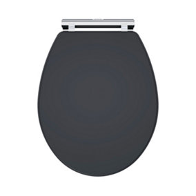 Classic Traditional Soft Close, Top Fix Wooden Toilet Seat (Suitable for Kinston Balterley Toilets) - Soft Black - Balterley