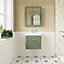 Classic Traditional Wall Hung 1 Drawer Vanity Unit with 1 Tap Hole Fireclay Basin, 500mm - Satin Green - Balterley