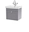 Classic Traditional Wall Hung 1 Drawer Vanity Unit with 1 Tap Hole Fireclay Basin, 500mm - Satin Grey - Balterley