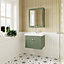 Classic Traditional Wall Hung 1 Drawer Vanity Unit with 1 Tap Hole Fireclay Basin, 600mm - Satin Green - Balterley