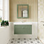 Classic Traditional Wall Hung 1 Drawer Vanity Unit with 1 Tap Hole Fireclay Basin, 800mm - Satin Green - Balterley