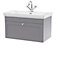 Classic Traditional Wall Hung 1 Drawer Vanity Unit with 1 Tap Hole Fireclay Basin, 800mm - Satin Grey - Balterley