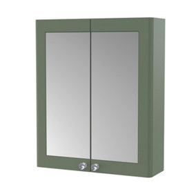 Classic Traditional Wall Hung 2 Soft Close Door Mirror Cabinet, 600mm - Satin Green - Balterley