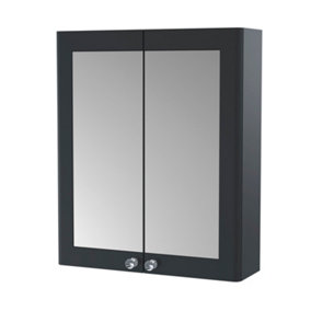 Classic Traditional Wall Hung 2 Soft Close Door Mirror Cabinet, 600mm - Soft Black - Balterley
