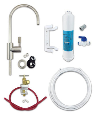 Classic Under Sink Drinking Water Filter System with Finerfilters FF-6010PF Push Fit Filter with Brushed Nickel Tap