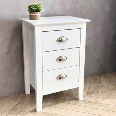 Classic White 3 Drawer Bedside