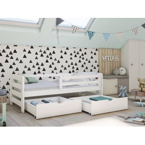 Classic White Ergo Single Bed for Kids with Underbed Storage and Foam Mattress (W)198cm (H)66cm (D)97cm - Modern & Functional