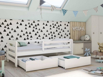 Classic White Ergo Single Bed for Kids with Underbed Storage (W)198cm (H)66cm (D)97cm - Modern & Functional