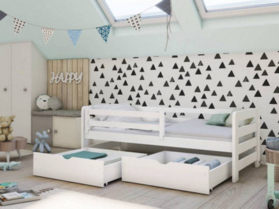 Classic White Ergo Single Bed for Kids with Underbed Storage (W)198cm (H)66cm (D)97cm - Modern & Functional