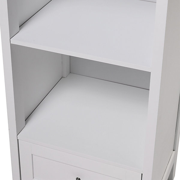 Classic White Wooden Tall Cabinet with Shelves and Drawers Classic White Wooden Tall Cabinet with Shelves and Drawers