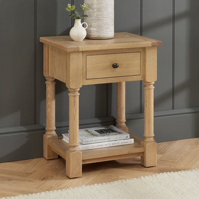 Classic Whitewash Oak Bedside Table Solid Oak Frame, Hand Turned Legs ...
