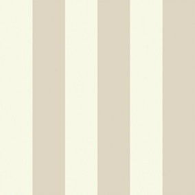 Classic Wide Stripe Wallpaper In Magnolia And Sandstone
