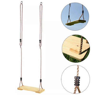 Adjustable Strap Swing Set Idena Wooden Gym Swing Set - Board Swing, Trapeze & Rings For Kids 3+ Years, 50kg Capacity Wooden Gym Trapeze Rings