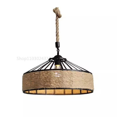 Classical Hemp Rope Pendant Hanging Lamp Lustre for Ceiling Chandelier