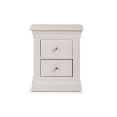 Classical Pine 2 Drawer Bedside Chest - Light Grey