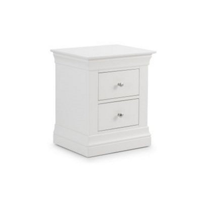 Classical Pine 2 Drawer Bedside Chest - Surf White