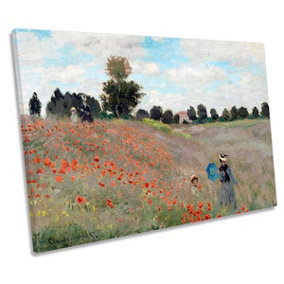 Claude Monet Poppy Field CANVAS WALL ART Print Picture (H)30cm x (W)46cm