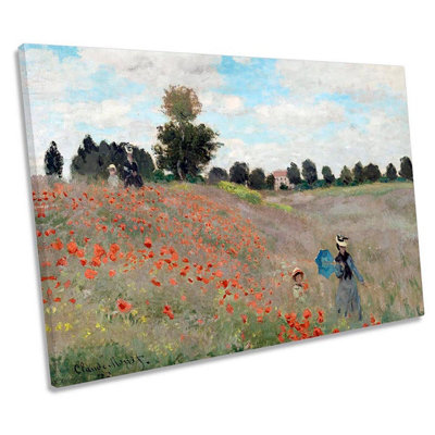 Claude Monet Poppy Field CANVAS WALL ART Print Picture (H)51cm x (W ...