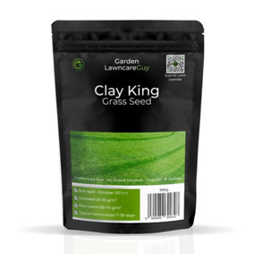 Clay King - Grass Seed for Clay Soil UK - Deep Rooting for Clay Lawns and New Builds - 40m² - 900g - Garden Lawncare Guy