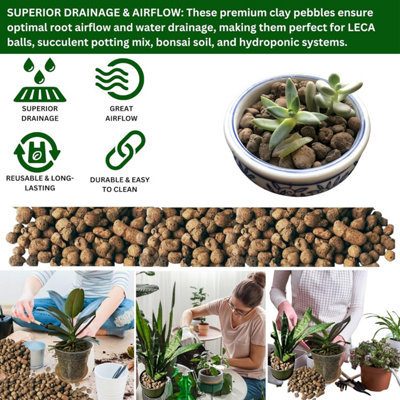 Clay Pebbles LECA Balls Cactus and Succulent Potting Mix Horticultural Grit Lava Rock Decorative Gravel and Drainage for Plants 1L