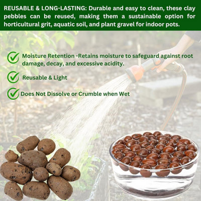 Clay Pebbles LECA Balls Cactus and Succulent Potting Mix Horticultural Grit Lava Rock Decorative Gravel and Drainage for Plants 1L - 4