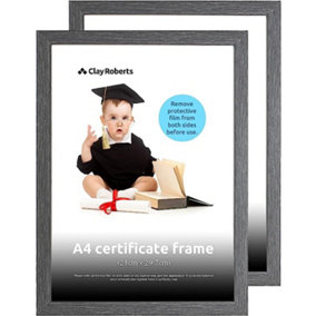 Clay Roberts A4 Frame, Photo Frame, Dark Grey A4, Pack of 2, Picture Frame, Certificate Frame, Art Print Poster Frame, Freestandin