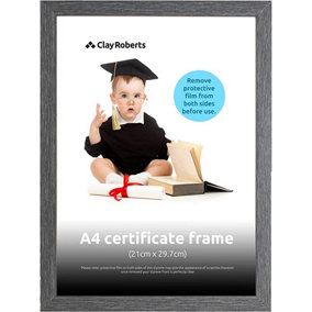 Clay Roberts A4 Frame, Photo Frame, Dark Grey, A4, Picture Frame, Certificate Frame, Art Print Poster Frame, Freestanding and Wall