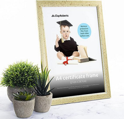 Clay Roberts A4 Frame, Photo Frame, Gold A4, Picture Frame, Gold Frame, Art Print, Poster Frame, Freestanding and Wall Mountable,