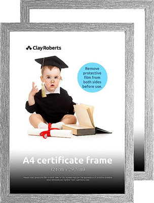 Clay Roberts A4 Frame, Photo Frame, Light Grey A4, Pack of 2, Picture Frame, Certificate Frame, Art Print Poster Frame, Freestandi