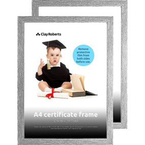 Clay Roberts A4 Frame, Photo Frame, Light Grey A4, Pack of 2, Picture Frame, Certificate Frame, Art Print Poster Frame, Freestandi