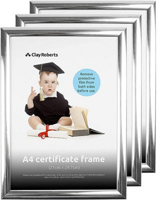 Clay Roberts A4 Frame, Photo Frame, Silver A4, Pack of 6, Picture Frame, Certificate Frame, Art Print Poster Frame, Freestanding a