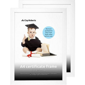 Clay Roberts A4 Frame, Photo Frame, White A4, Pack of 2, Picture Frame, Certificate Frame, Art Print Poster Frame, Freestanding an