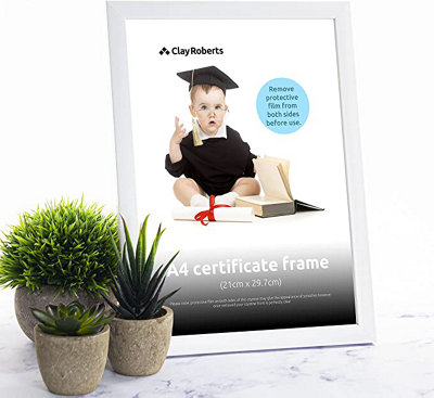 Clay Roberts A4 Frame, Photo Frame, White A4, Picture Frame, Certificate Frame, Art Print Poster Frame, Freestanding and Wall Moun