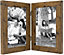 Clay Roberts Double Photo Picture Frame 6 x 4, Brown, Holds 2 Standard Photographs, Freestanding, Twin Hinged 6x4" 10 x 15 cm Pict