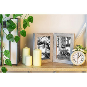 Clay Roberts Double Photo Picture Frame 6 x 4, Light Grey, Holds 2 Standard Photographs, Freestanding, Twin Hinged 6x4" 10 x 15 cm