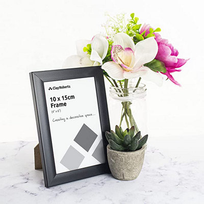 Clay Roberts Photo Picture Frame 6 x 4, Black, Freestanding and Wall Mountable, 10 x 15 cm, 6x4" Picture Frames