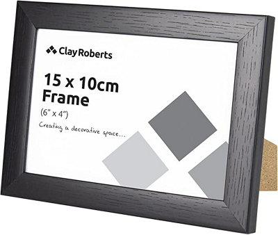 Clay Roberts Photo Picture Frame 6 x 4, Black, Freestanding and Wall Mountable, 10 x 15 cm, 6x4" Picture Frames