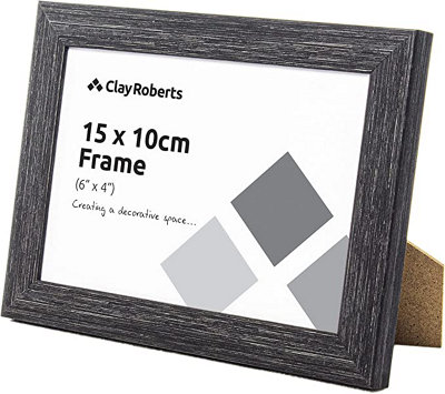 Clay Roberts Photo Picture Frame 6 x 4, Charcoal, Freestanding and Wall Mountable, 10 x 15 cm, 6x4" Picture Frames